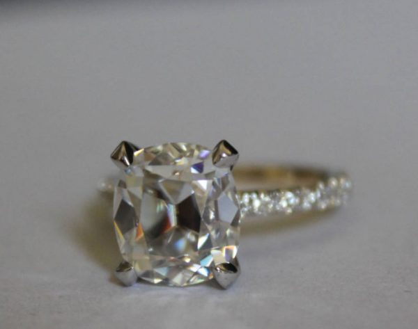 Rare Art Deco Diamond Halo Engagement Ring - 1.55 Carat - Handcrafted Platinum with Engravings - Circa 1920