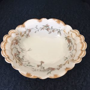 (123 plate pics) Antique Haviland Limoges France Floral Oval Serving Dish with Gold Trim Free Ship to Canada USA