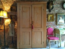 ANTIQUE LINEN PRESS SOLID PINE CUPBOARD 19TH CENTURY VICTORIAN LARGE